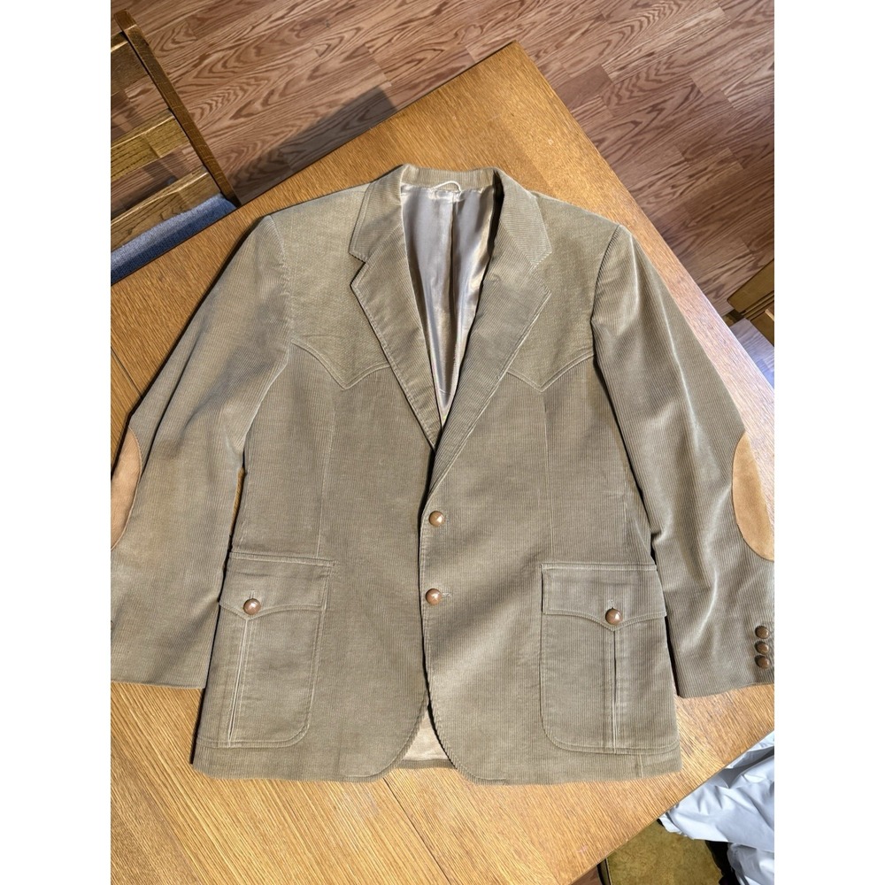 Kenny Rogers Circle S Vintage Western Corduroy Blazer 46R Elbow‎ Patch USA